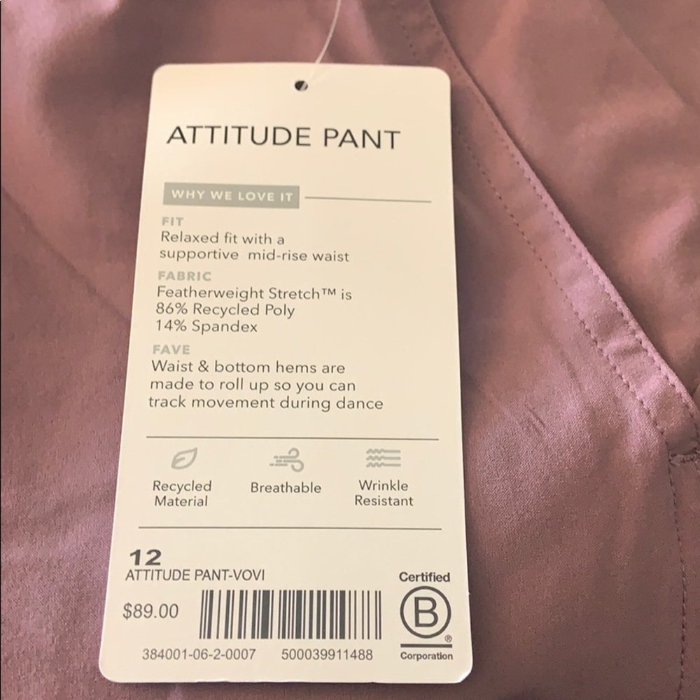 ATHLETA Attitude Pant Volcanic Violet NWT - Picture 4 of 4